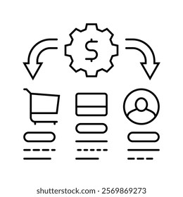 sales process business process line icon vector. sales process business process sign. isolated contour symbol black illustration
