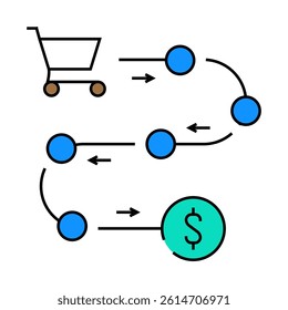 sales process business process line icon vector. sales process business process sign. isolated symbol illustration