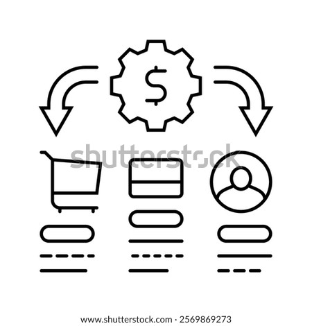sales process business process line icon vector. sales process business process sign. isolated contour symbol black illustration