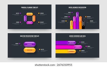 Sales Profile 4 5 2 3 Step Infographic Frame Layout Collection. Service Report Four Five Two Three Element Diagram Slide Design Vector Illustration Bundle.