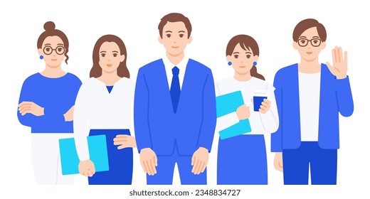 Sales, programmers, designers, back office. Various human resources working in a company. Vector illustrations.