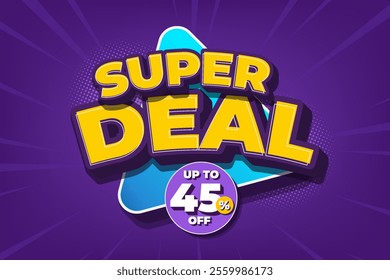 Sales promo with purple color and abstract shapes can be used to advertise a product