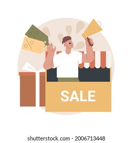 Sales promotion abstract concept vector illustration. Marketing mix, business growth, product promotion, creative retail strategy, boost sales, successful advertising campaign abstract metaphor.