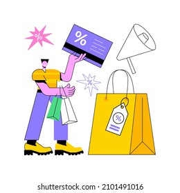 Sales promotion abstract concept vector illustration. Marketing mix, business growth, product promotion, creative retail strategy, boost sales, successful advertising campaign abstract metaphor.