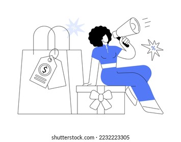Sales promotion abstract concept vector illustration. Marketing mix, business growth, product promotion, creative retail strategy, boost sales, successful advertising campaign abstract metaphor.