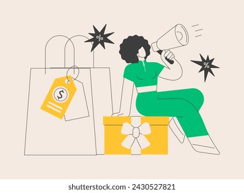 Sales promotion abstract concept vector illustration. Marketing mix, business growth, product promotion, creative retail strategy, boost sales, successful advertising campaign abstract metaphor.