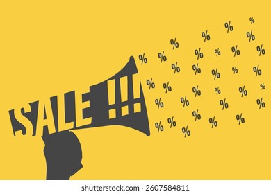 Sales promotion banner with text sale and megaphone