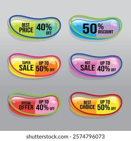 Sales promotion label sticker template vector