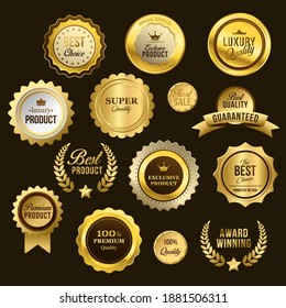 label Bestseller in gold and silver premium sticker design. vector  illustration Stock Vector