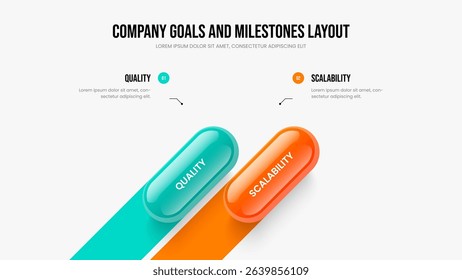 Sales Proposal Slide Layout Vector Illustration. Visual Profile Two Option Diagram Slideshow Template. Creative Introduction 2 Step Infographic Frame Design.