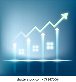 Sales Of Real Estate. Growth Of Financial Chart. Stock Vector Illustration.