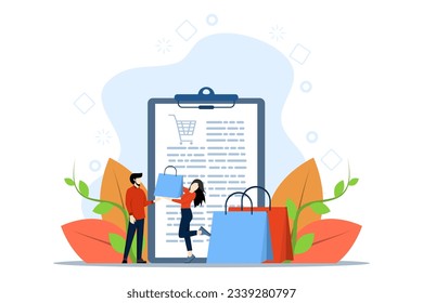 sales rep concept, B2B Marketing, personalized sales with small people. telemarketing vector illustration. Digital campaign, sales agent, brand representative, company metaphor.