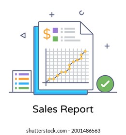 A sales report flat outline editable vector