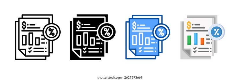Paquete de conjunto de iconos de informe de ventas. Colección de iconos de estilo múltiple perfecta para Sitios web, App y presentaciones. Colección de icono de Vector simple
