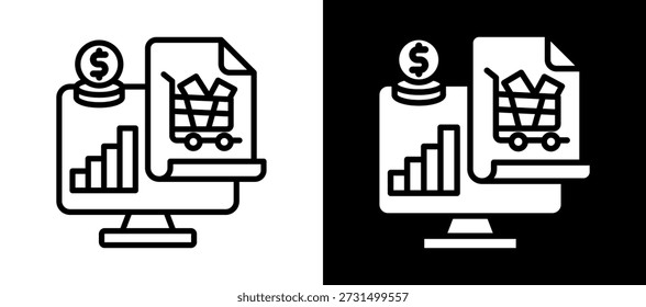 Sales Report Icon whiteblack Vector Illustration