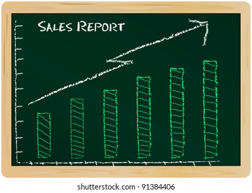 Sales report on a chalk board, vector illustration
