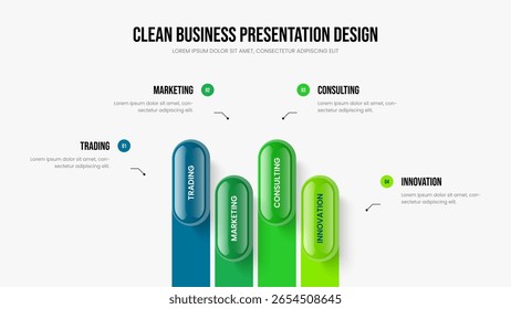 Sales Report Presentation Layout Vector Illustration. Marketing Strategy Four Element Infographic Slideshow Template. Product Briefing 4 Option Diagram Frame Design.