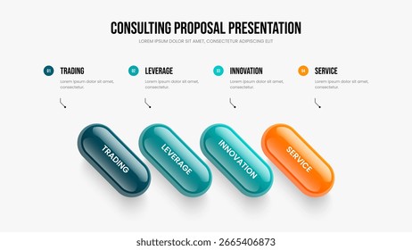 Sales Report Slide Template Vector Illustration. Company Forecast Four Option Diagram Slideshow Design. Creative Growth 4 Step Infographic Frame Layout.