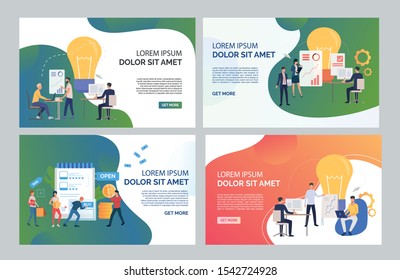 Sales reports and analysis set. Analysts presenting diagrams, customers buying online. Flat vector illustrations. Ecommerce concept for banner, website design or landing web page