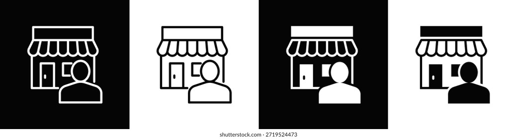 Symbolsatz für Vertriebsmitarbeiter, weißer und schwarzer Hintergrund