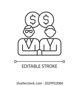 Sales representative RGB linear icon. Person that presents and sells products and services. Thin line customizable illustration. Contour symbol. Vector isolated outline drawing. Editable stroke