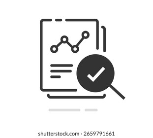 Informe de resultados de ventas gráfico gráfico documento de revisión icono línea trazo simple gráfico Ilustración vectorial, análisis de ingresos de investigación estadísticas datos pictograma signo símbolo esquema delgado lineal 