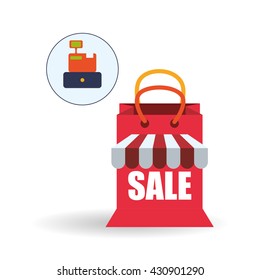 Sales and retail design. Shopping icon. White background , vector