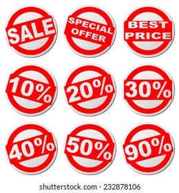Sales round stickers set