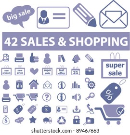 sales & shopping icons set, vector illustrations
