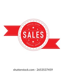 Sello de ventas con flechas Vector rojo sobre fondo blanco