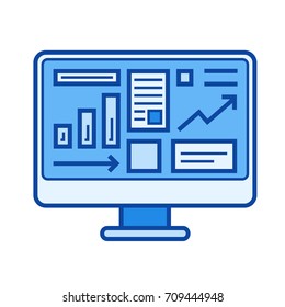 Sales statistics vector line icon isolated on white background. Sales statistics line icon for infographic, website or app. Blue icon designed on a grid system.