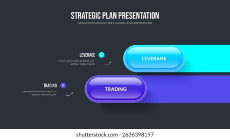 Sales Strategy 2 Element Infographic Slideshow Layout. Financial Briefing Two Step Diagram Presentation Template. Market Visualization Slide Design Vector Illustration.