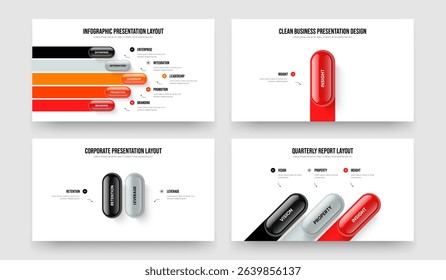 Sales Strategy 5 1 2 3 Option Diagram Slide Template Bundle. Advertising Overview Five One Two Three Step Infographic Presentation Design Vector Illustration Collection.