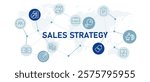 Sales strategy flat design business work planning idea to target retail sales performance monitoring and management concept connected icon white background