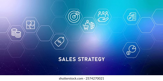 Sales strategy gradient header business work planning idea to target retail sales performance monitoring and management concept