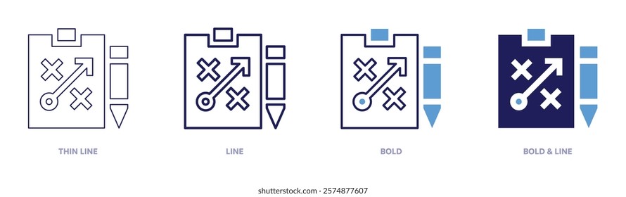 Sales strategy icon in 4 different styles. Thin Line, Line, Bold, and Bold Line. Duotone style. Editable stroke.
