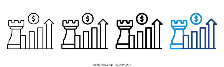 Sales Strategy Icon Different Outline Collection Set