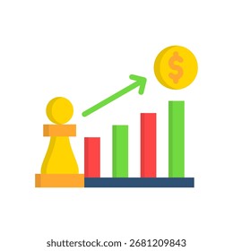 Verkaufsstrategie Symbol flache Vektorgrafik