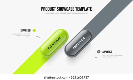 Estrategia de ventas Plantilla de presentación de diapositivas de infografía de dos elementos. Ilustración vectorial de diseño de marco de Plan de consultoría. Cartera de servicio Diseño de diapositiva de diagrama de 2 pasos.