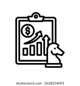 Sales Strategy Vector Lineal Icon On White Background.
