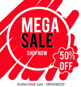 sales tag. Mega sale banner online shopping bag. Abstract colorful sales banner