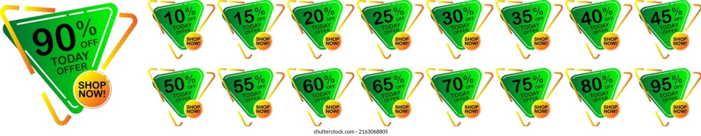 Sales tag, set vector badge template with percent sales label symbol, discount promotion flat icon, sale sticker, discount sticker