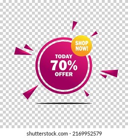 Sales tag, vector badge template with 70 percent sales label symbol, discount promotion flat icon, sale sticker, discount sticker