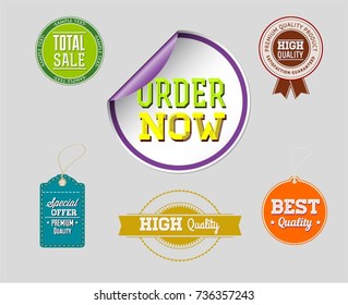 Sales tags isolated with various colored shapes