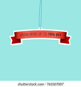 Sales tape icon. Vector sticker