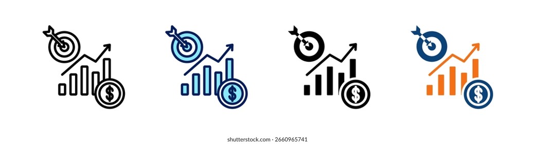 Verkaufsziel Alles in einem Symbol Multi Styles Vektor Set
