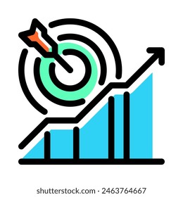 Icono de objetivo de ventas Vector en estilo de esquema de color para ventas y marketing, estrategia, negocio, gráfico, presentación y crecimiento