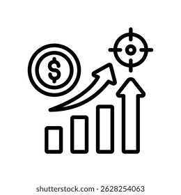 Icono Lineal De Vector De Destino De Ventas Sobre Fondo Blanco.