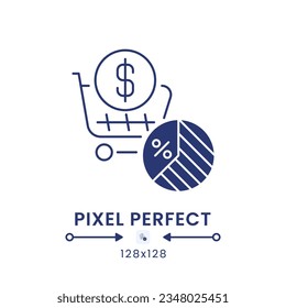 Sales tax black solid desktop icon. Goods and services taxation. Purchasing tariff. Pixel perfect 128x128, outline 2px. Silhouette symbol on white space. Glyph pictogram. Isolated vector image