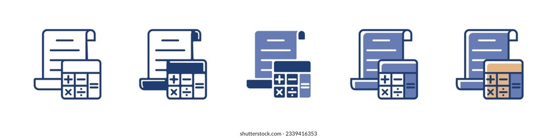 icono de cálculo de documentos de ventas e impuestos contador de vectores coste total usando el símbolo de ilustración de calculadora